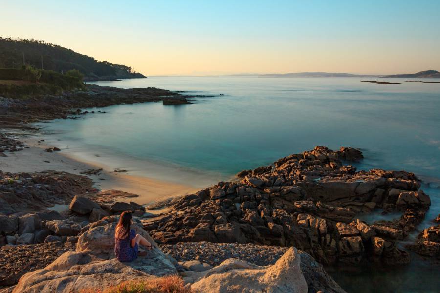 Sitting Looking Rocky Shore
